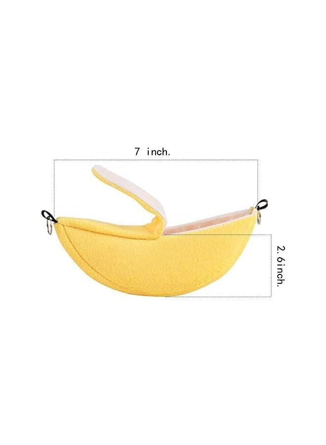 Banana Hamster Bed Accessories Hammock Small Animal Warm Bed House Cage Nest, Hamster Ferret Rat Accessories for Sugar Glider Hamster Small Bird Pet (Banana) - Image 2